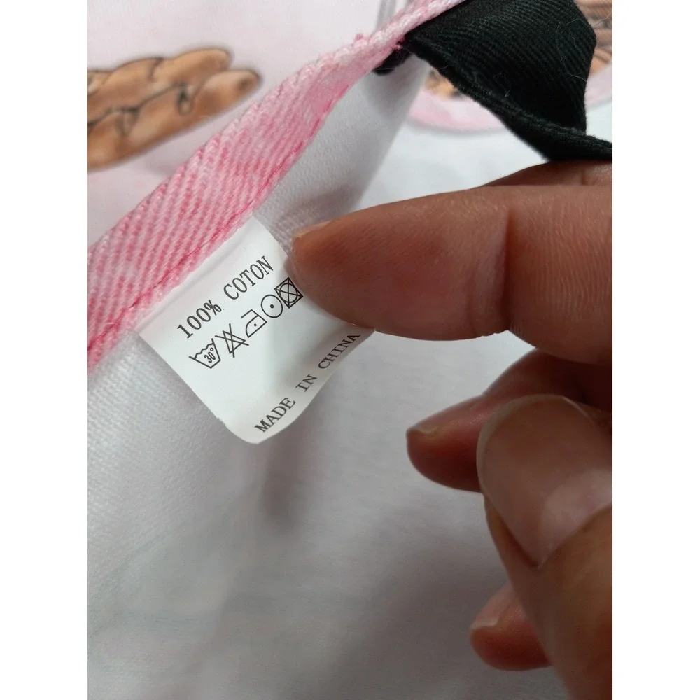 Paris Boulangerie French Bakery Print Cotton Bib Apron Pink White One Size